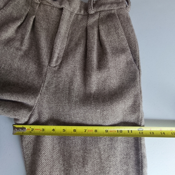ba&sh 100% Wool Warm Lined Double Pleated Straight Leg Tan Pants Size S - Picture 13 of 16